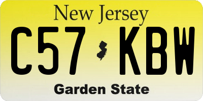 NJ license plate C57KBW