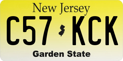 NJ license plate C57KCK