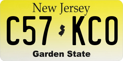 NJ license plate C57KCO