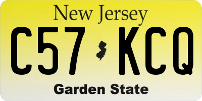 NJ license plate C57KCQ