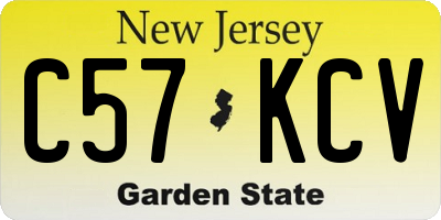NJ license plate C57KCV