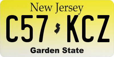 NJ license plate C57KCZ