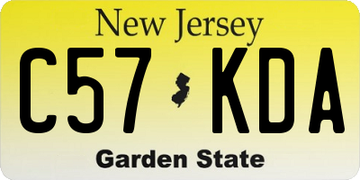 NJ license plate C57KDA