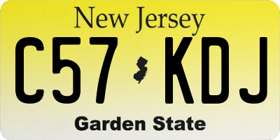 NJ license plate C57KDJ