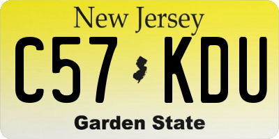 NJ license plate C57KDU