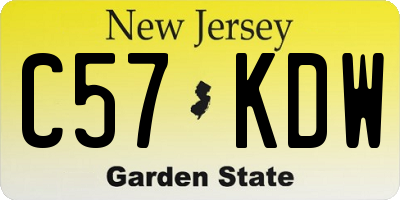 NJ license plate C57KDW