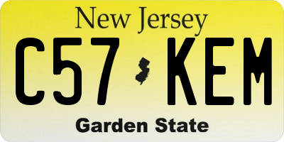 NJ license plate C57KEM