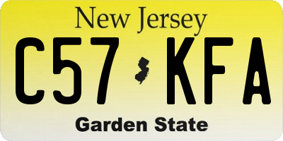 NJ license plate C57KFA