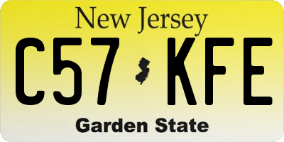 NJ license plate C57KFE