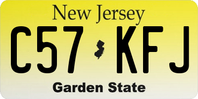 NJ license plate C57KFJ