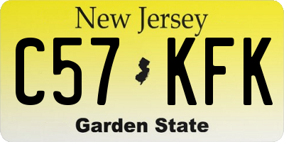 NJ license plate C57KFK