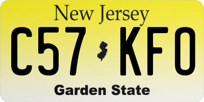 NJ license plate C57KFO