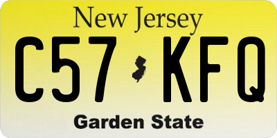 NJ license plate C57KFQ