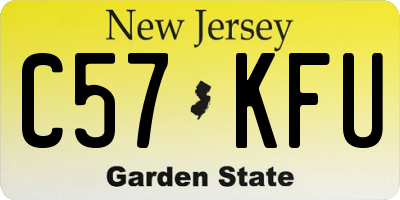 NJ license plate C57KFU