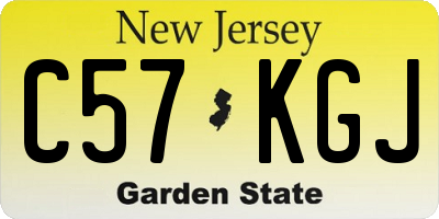 NJ license plate C57KGJ
