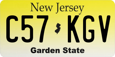 NJ license plate C57KGV
