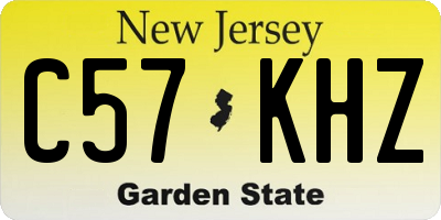 NJ license plate C57KHZ