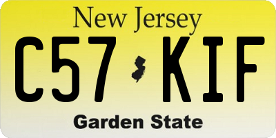 NJ license plate C57KIF