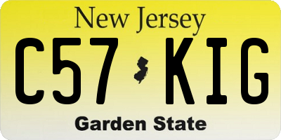NJ license plate C57KIG