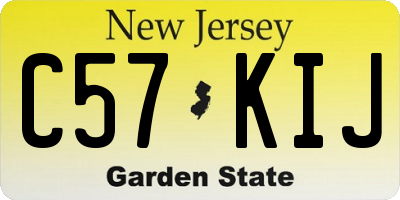 NJ license plate C57KIJ