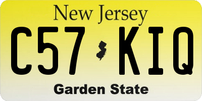NJ license plate C57KIQ