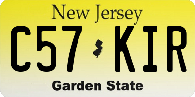 NJ license plate C57KIR