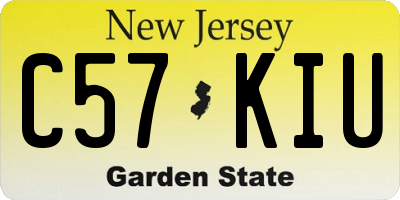 NJ license plate C57KIU