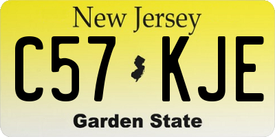 NJ license plate C57KJE