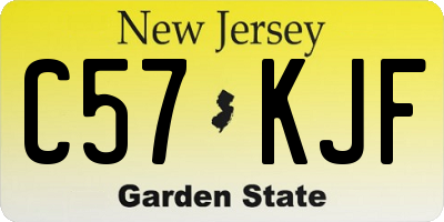 NJ license plate C57KJF