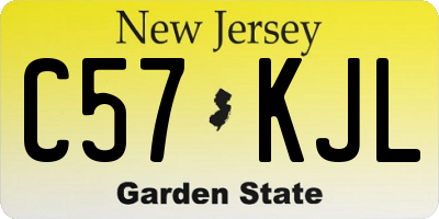 NJ license plate C57KJL