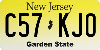 NJ license plate C57KJO