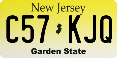 NJ license plate C57KJQ