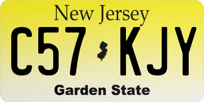 NJ license plate C57KJY