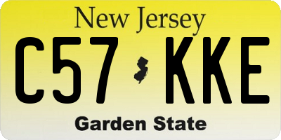 NJ license plate C57KKE