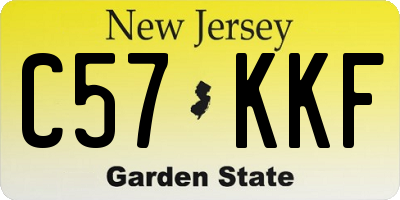 NJ license plate C57KKF
