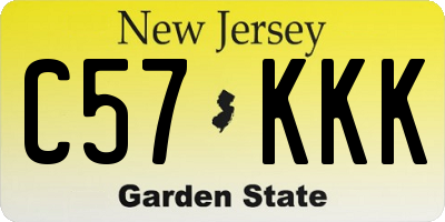 NJ license plate C57KKK