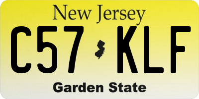 NJ license plate C57KLF