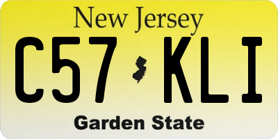 NJ license plate C57KLI