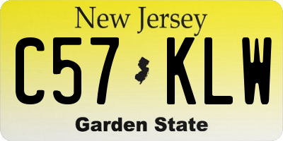 NJ license plate C57KLW