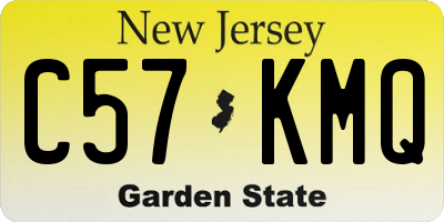 NJ license plate C57KMQ