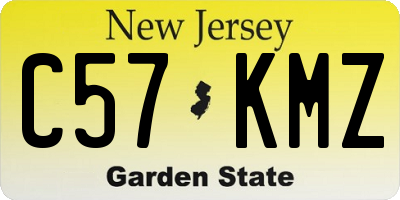 NJ license plate C57KMZ