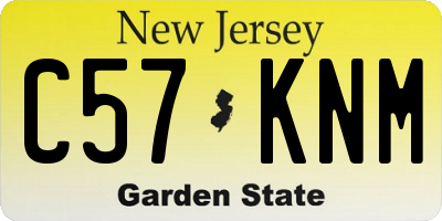 NJ license plate C57KNM