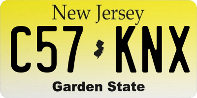 NJ license plate C57KNX