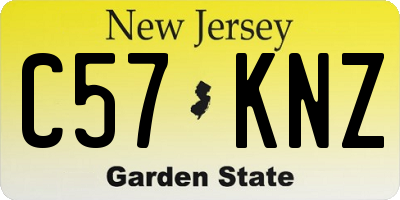 NJ license plate C57KNZ