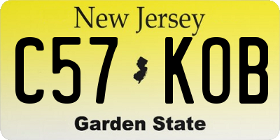 NJ license plate C57KOB