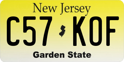 NJ license plate C57KOF