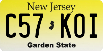 NJ license plate C57KOI