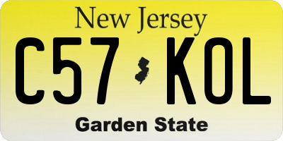 NJ license plate C57KOL