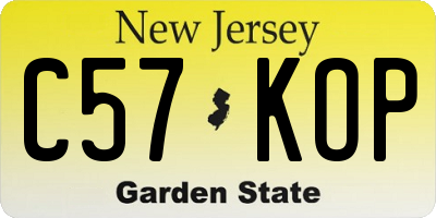 NJ license plate C57KOP