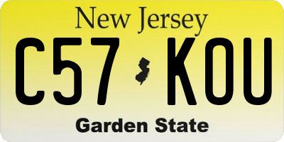 NJ license plate C57KOU
